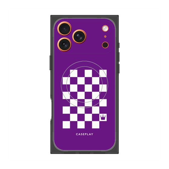 Premium Square Case with MagSafe［ Racing Checkered Flag Purple ］