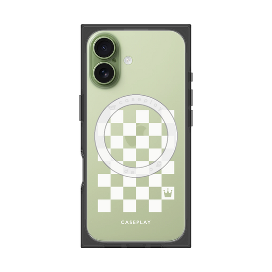 Premium Square Case with MagSafe［ Racing Checkered Flag White ］