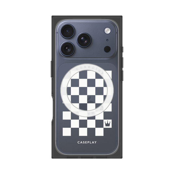 Premium Square Case with MagSafe［ Racing Checkered Flag White ］