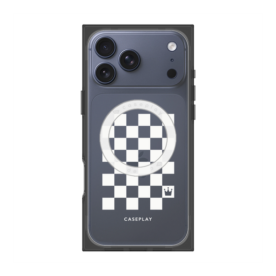 Premium Square Case with MagSafe［ Racing Checkered Flag White ］