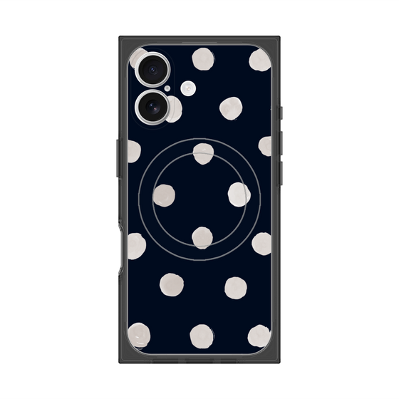 Premium Square Case with MagSafe［ Watercolor Dots Retro Color - Navy ］