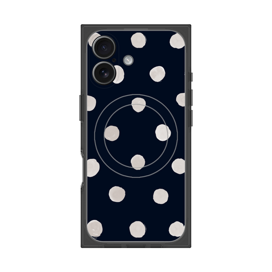 Premium Square Case with MagSafe［ Watercolor Dots Retro Color - Navy ］