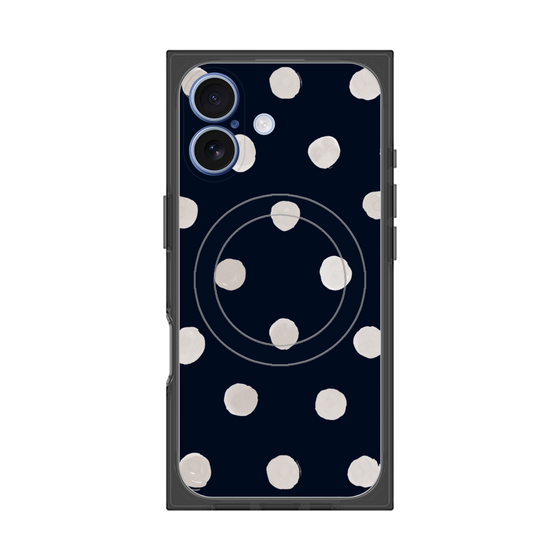 Premium Square Case with MagSafe［ Watercolor Dots Retro Color - Navy ］
