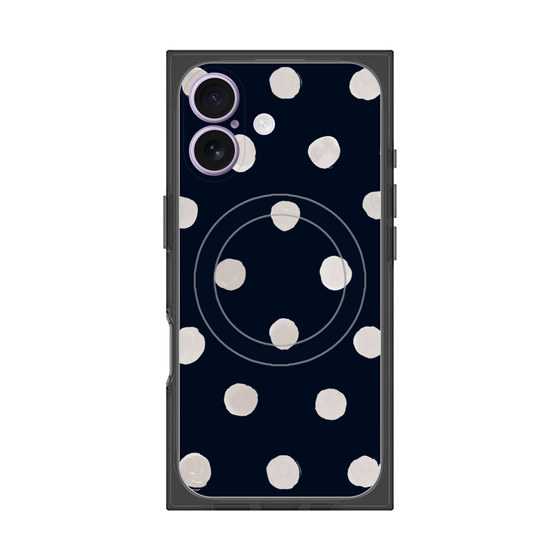 Premium Square Case with MagSafe［ Watercolor Dots Retro Color - Navy ］