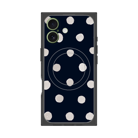 Premium Square Case with MagSafe［ Watercolor Dots Retro Color - Navy ］