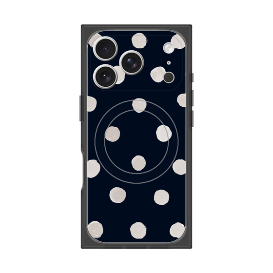 Premium Square Case with MagSafe［ Watercolor Dots Retro Color - Navy ］