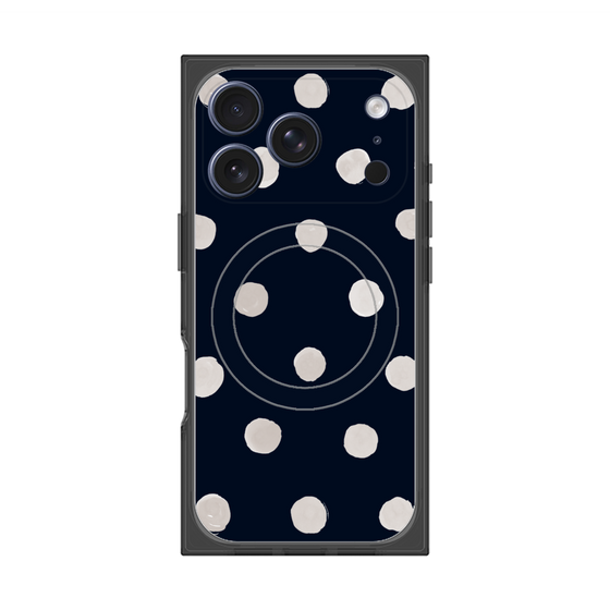 Premium Square Case with MagSafe［ Watercolor Dots Retro Color - Navy ］