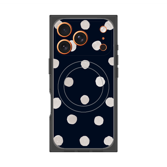 Premium Square Case with MagSafe［ Watercolor Dots Retro Color - Navy ］