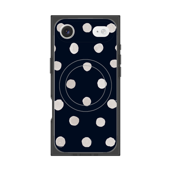 Premium Square Case with MagSafe［ Watercolor Dots Retro Color - Navy ］
