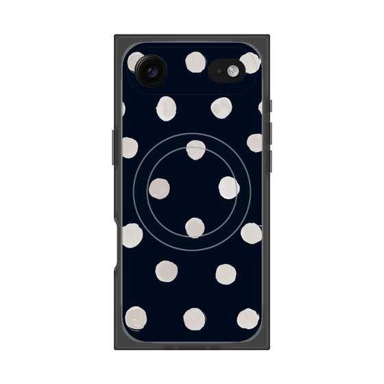 Premium Square Case with MagSafe［ Watercolor Dots Retro Color - Navy ］