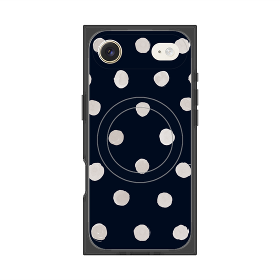 Premium Square Case with MagSafe［ Watercolor Dots Retro Color - Navy ］