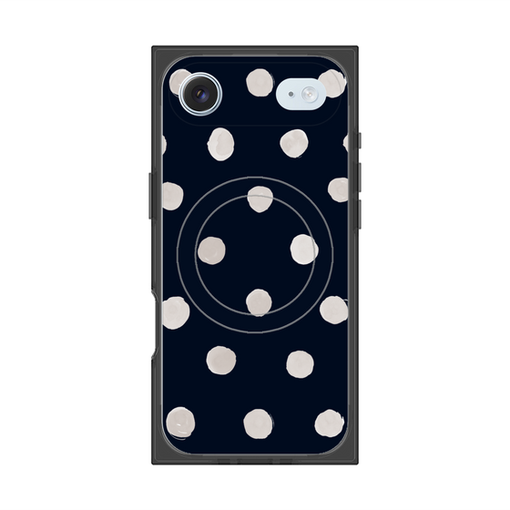 Premium Square Case with MagSafe［ Watercolor Dots Retro Color - Navy ］