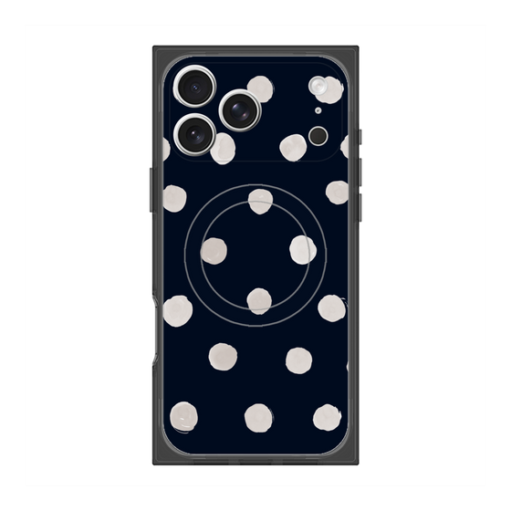Premium Square Case with MagSafe［ Watercolor Dots Retro Color - Navy ］