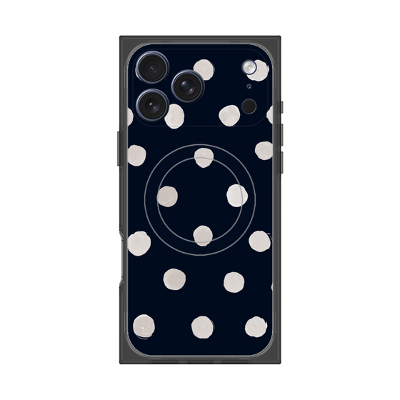 Premium Square Case with MagSafe［ Watercolor Dots Retro Color - Navy ］