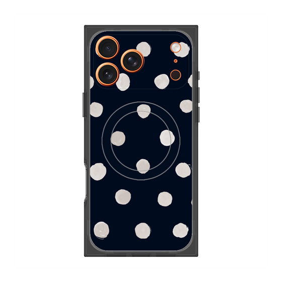 Premium Square Case with MagSafe［ Watercolor Dots Retro Color - Navy ］