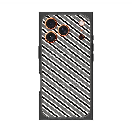 Premium Square Case with MagSafe［ Small Stripe - Gray × Black ］