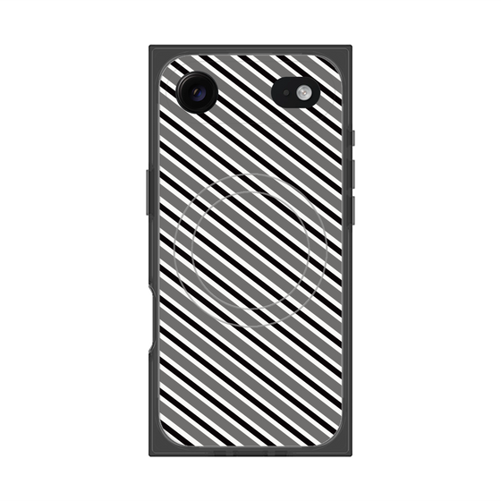 Premium Square Case with MagSafe［ Small Stripe - Gray × Black ］