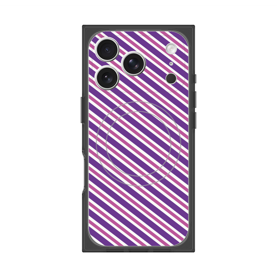 Premium Square Case with MagSafe［ Small Stripe - Purple × Pink ］