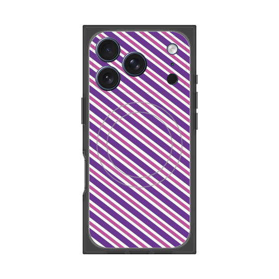 Premium Square Case with MagSafe［ Small Stripe - Purple × Pink ］