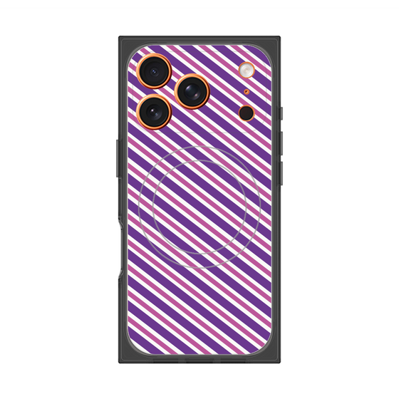 Premium Square Case with MagSafe［ Small Stripe - Purple × Pink ］