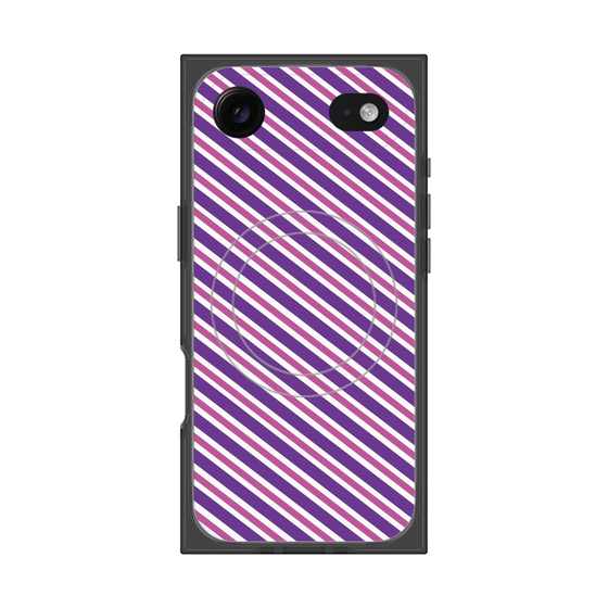 Premium Square Case with MagSafe［ Small Stripe - Purple × Pink ］