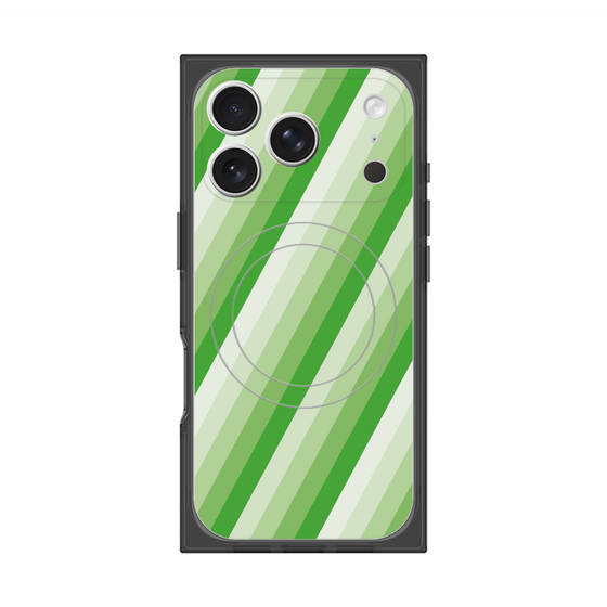 Premium Square Case with MagSafe［ Middle Stripe - Green ］