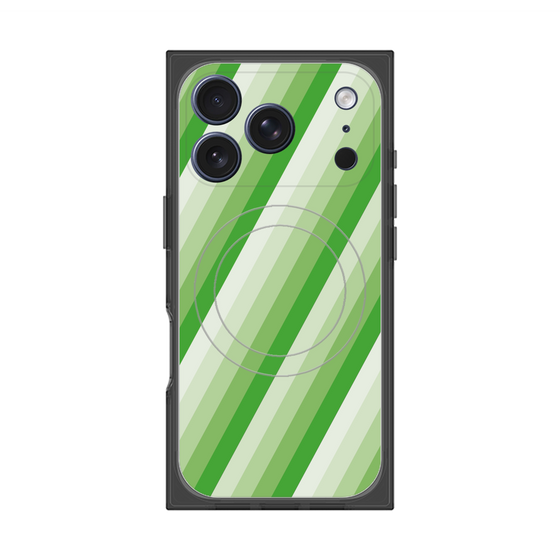 Premium Square Case with MagSafe［ Middle Stripe - Green ］