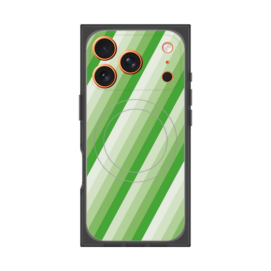 Premium Square Case with MagSafe［ Middle Stripe - Green ］