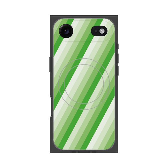 Premium Square Case with MagSafe［ Middle Stripe - Green ］