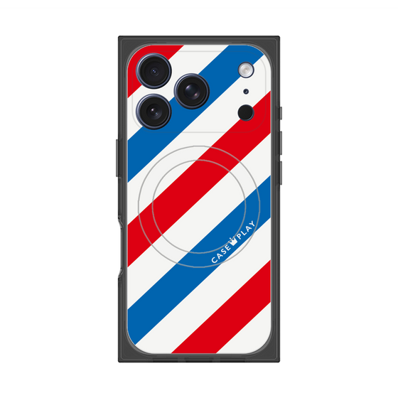 Premium Square Case with MagSafe［ Big Stripe - Red × Blue ］
