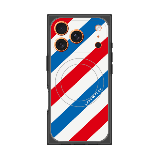 Premium Square Case with MagSafe［ Big Stripe - Red × Blue ］