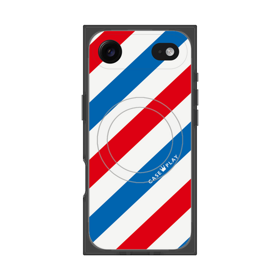 Premium Square Case with MagSafe［ Big Stripe - Red × Blue ］