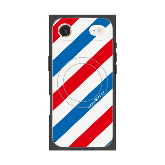 Premium Square Case with MagSafe［ Big Stripe - Red × Blue ］