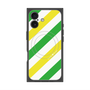 Premium Square Case with MagSafe［ Big Stripe - Green × Yellow ］
