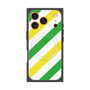 Premium Square Case with MagSafe［ Big Stripe - Green × Yellow ］