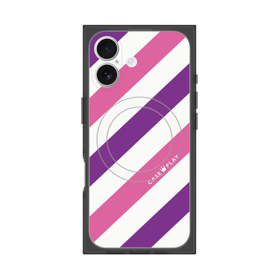 Premium Square Case with MagSafe［ Big Stripe - Purple × Pink ］