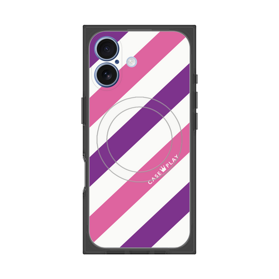 Premium Square Case with MagSafe［ Big Stripe - Purple × Pink ］