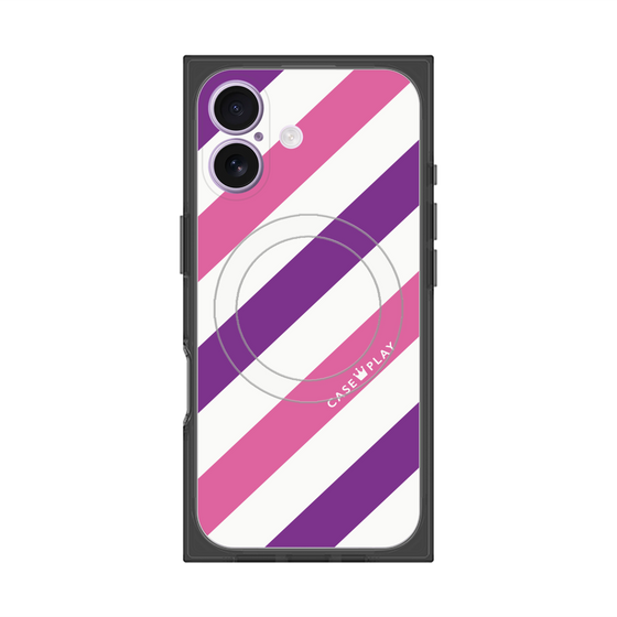 Premium Square Case with MagSafe［ Big Stripe - Purple × Pink ］