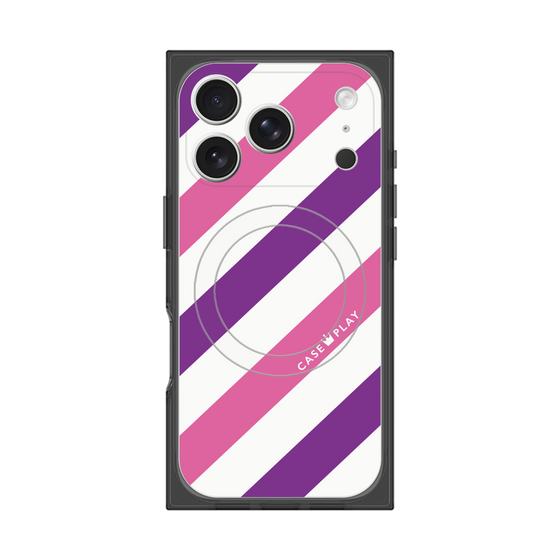 Premium Square Case with MagSafe［ Big Stripe - Purple × Pink ］