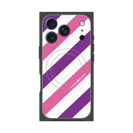 Premium Square Case with MagSafe［ Big Stripe - Purple × Pink ］