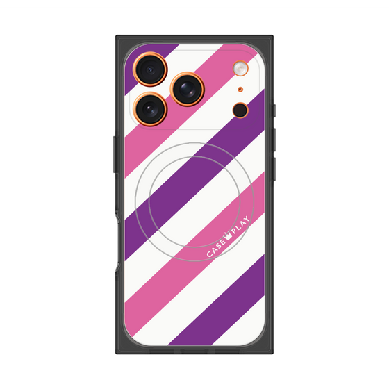 Premium Square Case with MagSafe［ Big Stripe - Purple × Pink ］