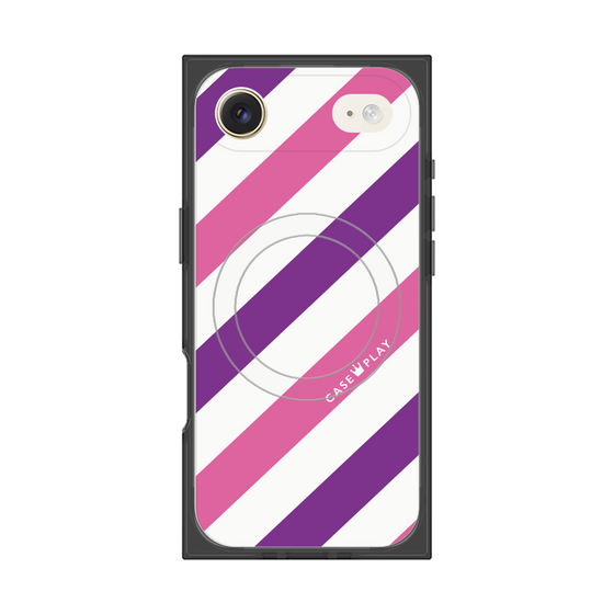 Premium Square Case with MagSafe［ Big Stripe - Purple × Pink ］