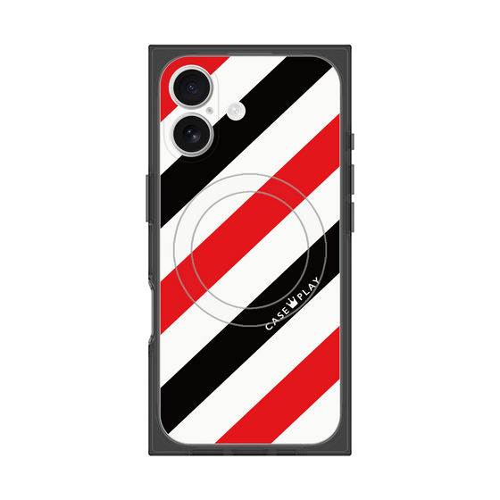 Premium Square Case with MagSafe［ Big Stripe - Red × Black ］
