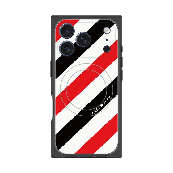 Premium Square Case with MagSafe［ Big Stripe - Red × Black ］