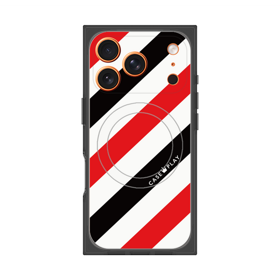 Premium Square Case with MagSafe［ Big Stripe - Red × Black ］