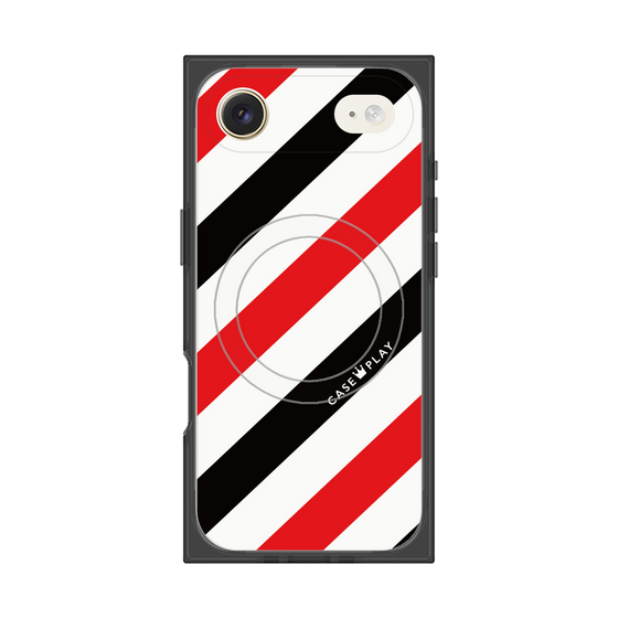 Premium Square Case with MagSafe［ Big Stripe - Red × Black ］