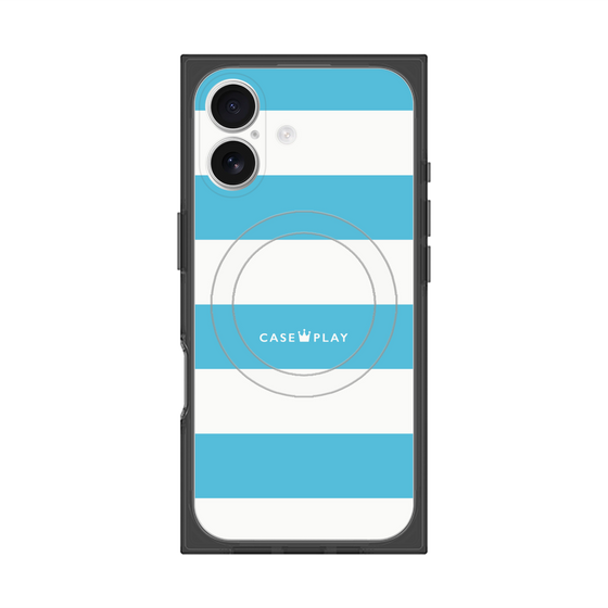 Premium Square Case with MagSafe［ Big Border - Blue ］