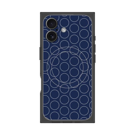 Premium Square Case with MagSafe［ Dot Circle - Navy ］