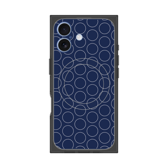 Premium Square Case with MagSafe［ Dot Circle - Navy ］