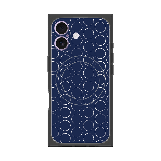 Premium Square Case with MagSafe［ Dot Circle - Navy ］